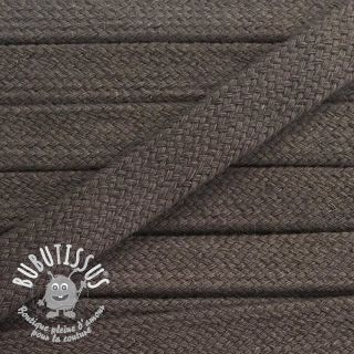Cordon coton tubulaire plat 13 mm gris foncé