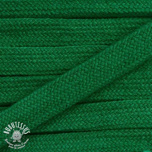 Cordon coton tubulaire plat 17 mm vert foncé