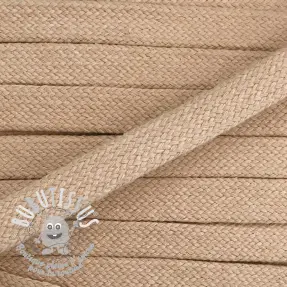 Cordon coton tubulaire plat 15 mm beige