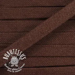 Cordon coton tubulaire plat 15 mm choco