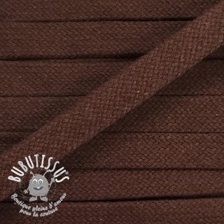 Cordon coton tubulaire plat 15 mm choco