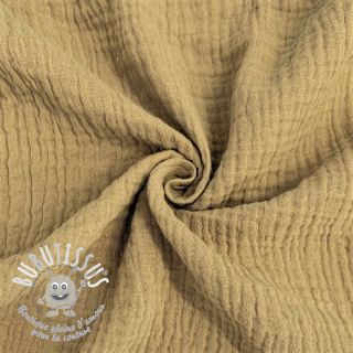 Tissu double gaze/mousseline beige ORGANIC