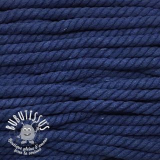 Cordon coton macramé 12 mm bleu