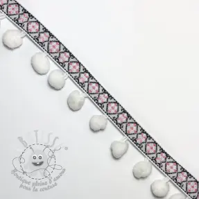 Galon pompon JACQUARD white