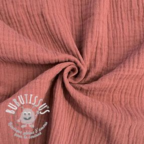 Tissu double gaze/mousseline mauve GOTS
