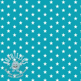 Tissu coton Petit stars turqouise