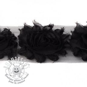 Bande Grande Fleur Sur Tulle black