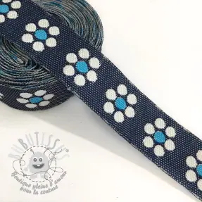 Ruban Jeans flowers turqoise