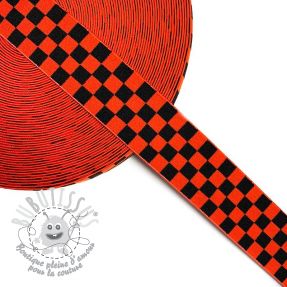 Élastique lisse 4 cm Chequered jacquard orange