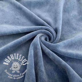 Tissu velours jersey blue