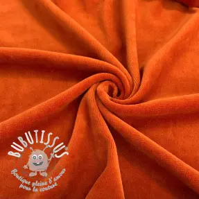 Tissu velours jersey orange