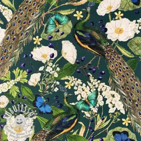 Tissu déco premium Peacock butterfly chique digital print