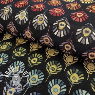 Tissu déco GOBELIN PREMIUM Peacock Feather Bow black