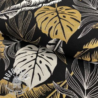 Tissu déco jacquard Botanic leaf metallic deluxe