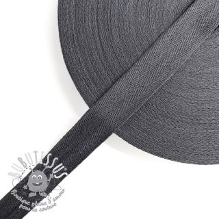 Ruban Sangle coton Sergé 25 mm grey