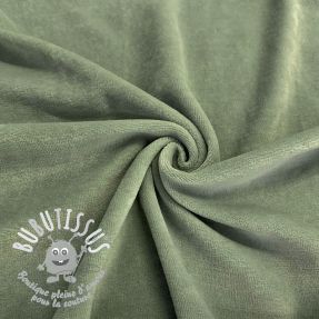 Tissu velours jersey moss green