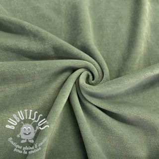 Tissu velours jersey moss green