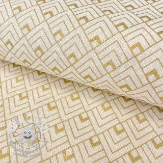 Tissu déco Linenlook Art deco cubes ecru metallic premium