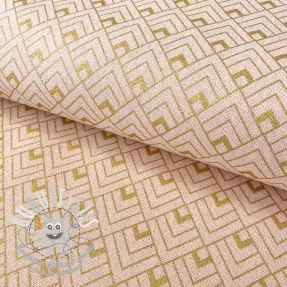 Tissu déco Linenlook Art deco cubes rose metallic premium