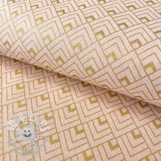 Tissu déco Linenlook Art deco cubes rose metallic premium