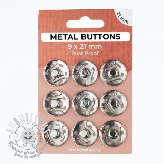 Boutons Pression METAL 21 mm silver