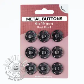 Boutons Pression METAL 19 mm anthracite