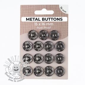 Boutons Pression METAL 16 mm anthracite