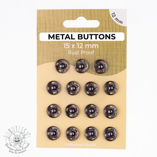 Boutons Pression METAL 12 mm anthracite