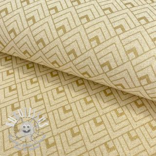 Tissu déco Linenlook Art deco cubes light yellow metallic premium