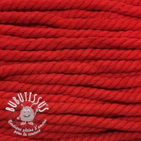 Cordon coton macramé 12 mm rouge