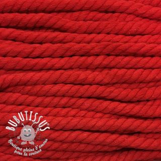 Cordon coton macramé 12 mm rouge