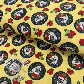 Tissu coton FRIDA Hearts skull digital print