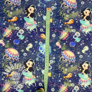 Tissu coton Snoozy fabrics Mermaids navy digital print