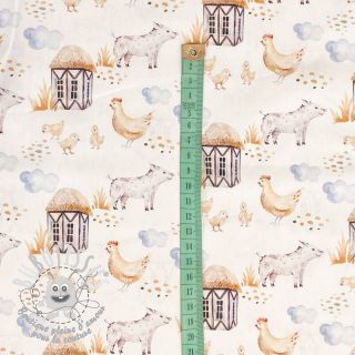 Tissu coton Snoozy fabrics Farm style Piggy digital print