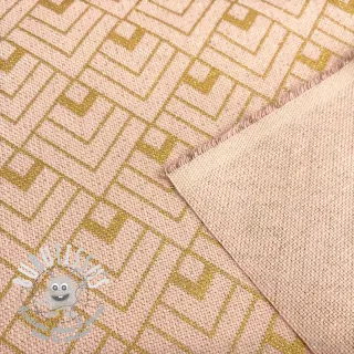 Tissu déco Linenlook Art deco cubes rose metallic premium