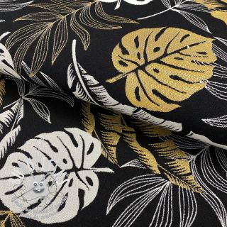 Tissu déco jacquard Botanic leaf metallic deluxe