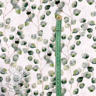 Tissu double gaze/mousseline Little eucalyptus flowers digital print ORGANIC