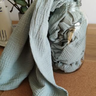 Tissu double gaze/mousseline mint GOTS