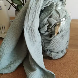 Tissu double gaze/mousseline mint ORGANIC