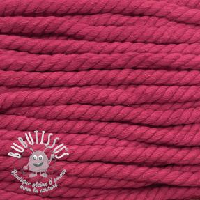 Cordon coton macramé 12 mm fuchsia