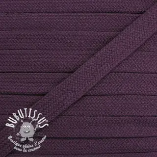 Cordon coton tubulaire plat 13 mm violet