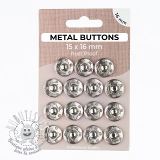 Boutons Pression METAL 16 mm silver