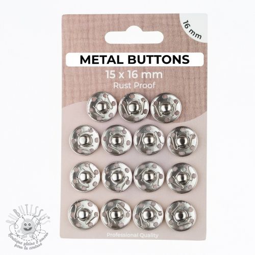 Boutons Pression METAL 16 mm silver