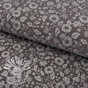 Tissu double gaze/mousseline Paisley flowers dark grey