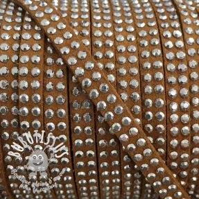 Cordon en suede avec strass camel