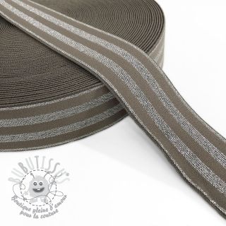 Élastique lisse 4 cm LUREX SILVER taupe