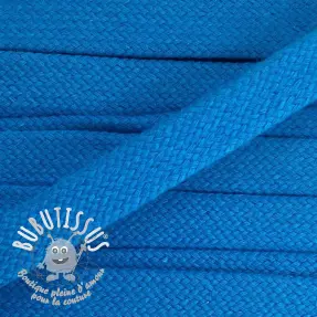 Cordon coton tubulaire plat 15 mm blue