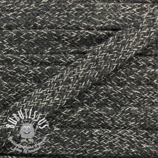 Cordon coton tubulaire plat 13 mm gris foncé mélangé