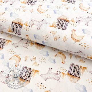 Tissu coton Snoozy fabrics Farm style Piggy digital print