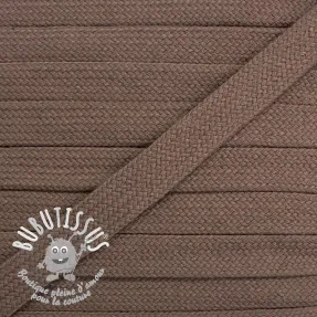 Cordon coton tubulaire plat 13 mm mauve
